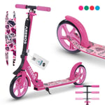 AREBOS trottinette de ville scooter réglable en hauteur pliable Rose