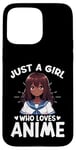 Coque pour iPhone 15 Pro Max Just a Girl Who Loves Anime Merch Afro-Américain Afro