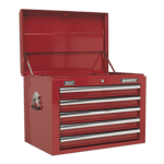 Sealey Top Chest 5 Drawer With Ball Bearing Runner Tool Storage Box Red AP26059T