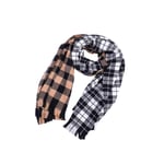 UNJ Plaid Scarf For Women Letter Print Tassel Scarves Neck Warmer Ladies Head Scarfs Shawls,White,180X70CM