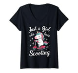 Womens Stunt Scooter Just A Girl Who Loves Scooting Scooter V-Neck T-Shirt