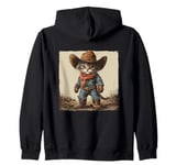 Black Cat in Cowboy Boots Zip Hoodie