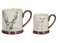 Creative Tops Into the Wild 'Little Explorers' Parent and Child Ceramic Printed Mugs - 'Stag and Fawn' (Set of 2)