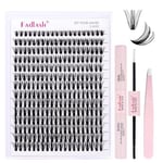 Fadlash Individual Eyelashes Cluster Lashes Kit 0.07 D Curl 8-16mm 50D Diy Lash Extension Kit Fluffy Cluster Lashes With Lash Bond And Seal,Tweezers Light Fluffy Diy At Home