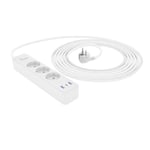 Amazon Basics - Rectangulaire Dispositif de protection contre les surtensions à 3 ports, 1 USB-C(20 W), 2 USB-A (12 W), 1 050 J, câble tressé de 1,5 m, Blanc