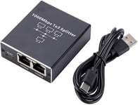 Répartiteur Ethernet 1000 Mbps 1 à 3,répartiteur Internet Gigabit RJ45 avec câble USB-C pour Ordinateur,répartiteur réseau pour Ordinateur,hub,routeur,ADSL,décodeur,TV numérique