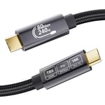 USB C 80Gbps Cable Thunderbolt 5 2m,Bande passante unidirectionnelle jusqu'à 120Gbps,Supporte 240W,Vidéo 16K@30Hz 8K@60Hz,profondeur de couleur 12 bits pour Thunderbolt 4,USB 4,eGPU,Laptop.[W1149]