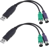 2pcs PS2 vers USB Adaptateur PS2 Clavier et Souris vers USB Câbles de Convertisseur Adaptateur Répartiteur en Y Prise en Charge du Port PS2 Commutateur KVM 20cm.[V1235]