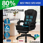 ELFORDSON Massage Office Chair Fabric Heated Seat Executive Gaming Racer Black