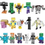 16 Minecraft byggstenar Minifigur Iron Golem Enderman Steve Skeleton Figur kompatibel med Le