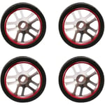 Tlily - 4 PièCes SéRies Pneus et Roues de Voiture rc pour K969 K989 K999 P929 Iw04M Iw02 Rm02 Rm03 Dgawd Mini-Z rc 1/28 PièCes de Voiture, Rouge