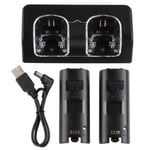 2 Port+2 Batterie 2800mah Station Chargeur Usb Pour Nintendo Wii Wiimote Manette