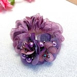 Flower Hair Scrunchies Elastiska hårband LILA Purple