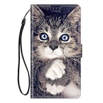 ChoosEU Coque pour Xiaomi Redmi Note 12 5G / Poco X5 5G Housse Cuir avec Protection Etui Portefeuille Antichoc Magnétique Étui à Rabat et Folio Support élégant Motif pour Femmes - Chat Gris