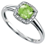 Elements Gold GR509G 9ct W/g Peridot Diamond Square Ring Jewellery