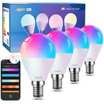 Lepro BP1 AI Smart Bulb E14, 4.9W Music Sync WiFi Bulb, Voice Control, Colour Changing Light Bulb, AI Generated Lighting LLM, Dimmable Golf Ball Bulb, Works with Alexa & Google Assistant, 4 Packs