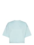 Cropped Tee_B Tops Crop Tops Short-sleeved Crop Tops Blue HUGO BLUE