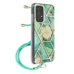 Coque pour Samsung A52 5G et A52s Motif géométrique Cordon Amovible turquoise