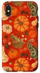 Coque pour iPhone X/XS Orange Paisley Citrouille Motif Automne Décor