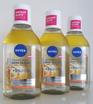 3 x NIVEA Micellar Water Skin Glow, Face-Eyes-Lips, 400ml