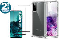 Coque Silicone pour Samsung S20 Plus Transparent avec Quatre Coins Renforces +