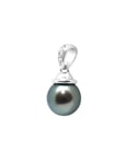 Blue Pearls Womens Black Tahitian Pearl, Diamonds Pendant and White Gold 750/1000 - One Size