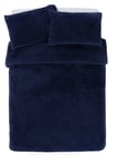 Argos Home Fleece Plain Navy Blue Bedding Set - Kingsize