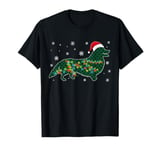 Corgi Buffalo Plaid Christmas Santa Hat Lights Snowflakes T-Shirt