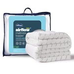 Silentnight Airflow 1000 Mattress Topper - Extra Thick Deep Fitted Mattress Enhancer with 10cm Thick Cushioning, Mesh Sides to Increase Airflow and Elasticated Straps - Super King - 200x180cm