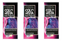 3 x L'OREAL COLORISTA HAIR MAKEUP NEON PINK 1 DAY TEMPORARY COLOUR HIGHLIGHTS 