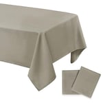 DWCN - Lot de 2 nappes anti-taches lavables et imperméables - Pour salle à manger, jardin, fête, mariage ou maison - Couleur taupe - 130 x 160 cm