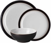 Denby - Elements Black Dinner Set For 4 - 12 Piece Ceramic Tableware Set - Safe