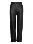 D2. Hw Cropped Leather Pant Bottoms Trousers Leather Leggings-Byxor Black GANT