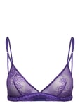 Understatement Underwear Lace Satin Triangle Bralette Lila