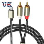 1m Speaker Amplifier Converter Audio Cable Type C To 2 RCA Aux Cord