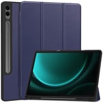 Samsung Galaxy Tab S10 Plus - Tri-Fold läderfodral - Hållare för touch penna - Mörkblå