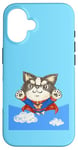 Coque pour iPhone 16 chihuahua super-héros mignon chien chiot animal de compagnie drôle animal art illustration