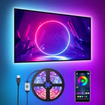 Romwish TV LED Backlights 3M, 9.8FT LED Strip Lights with Bluetooth APP Control for 40-50 inch TV, 16 Million Colors, Music Sync Color Changing + Timing Function, Adapter USB Powered