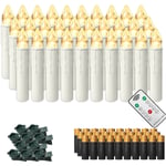 Aufun - Bougies led sans fil dimmables avec piles, avec télécommande pour sapin de Noël, mariage, anniversaire, fête (Blanc chaud, 30 pièces)