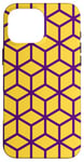 Coque pour iPhone 16 Pro Max Mustard Yellow Purple Hexagons Cubes Box Pattern