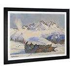 Big Box Art Framed Print of Hans Beat Wieland Swiss Landscape 2 Design | Wall Art Picture | Home Decor for Kitchen, Living Room, Bedroom, Hallway, Black, A2 / 24.5x18 Inch / 62x45cm