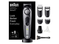 Braun BeardTrimmer 7 BT7420, Tvättbar, Batteri, Svart, Grå