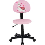 Idimex - Chaise de bureau pour enfant alpaca fauteuil pivotant sans accoudoirs hauteur réglable, en synthétique rose avec motif lama - Rose