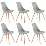 Lot de 6 Chaises Scandinaves pour Salle à Manger - Gris