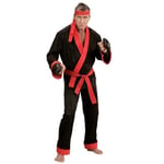 WIDMANN MILANO PARTY FASHION W, Déguisement Kickboxer Homme, Veste, Pantalon, Ceinture, Bandeau, Gants, Design Dynamique Rouge et Noir, Confort Optimal, Polyvalent, Taille L adaptée, 11008358