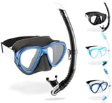 Cressi Fiji & Gamma - Combo Set Mask & Snorkel Unisex Adult, Black/Blue