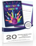 20 x Neon Bowling Party Invitations from Olivia Samuel - Ready to Write with