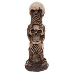 Puckator Skull Totem - Hear No Speak No See No Evil - Home Decoration- Desk Skull Ornament - Plastic Skull - Gothic Home Accessories - Mini Skulls - Human Skeleton Head - Goth Gifts For Men