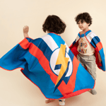 Deguisement cape super hero rouge bleu