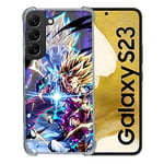 Cokitec Coque Renforcée en Verre Trempé pour Samsung Galaxy S23 Manga Dragon Ball Sangohan Duo